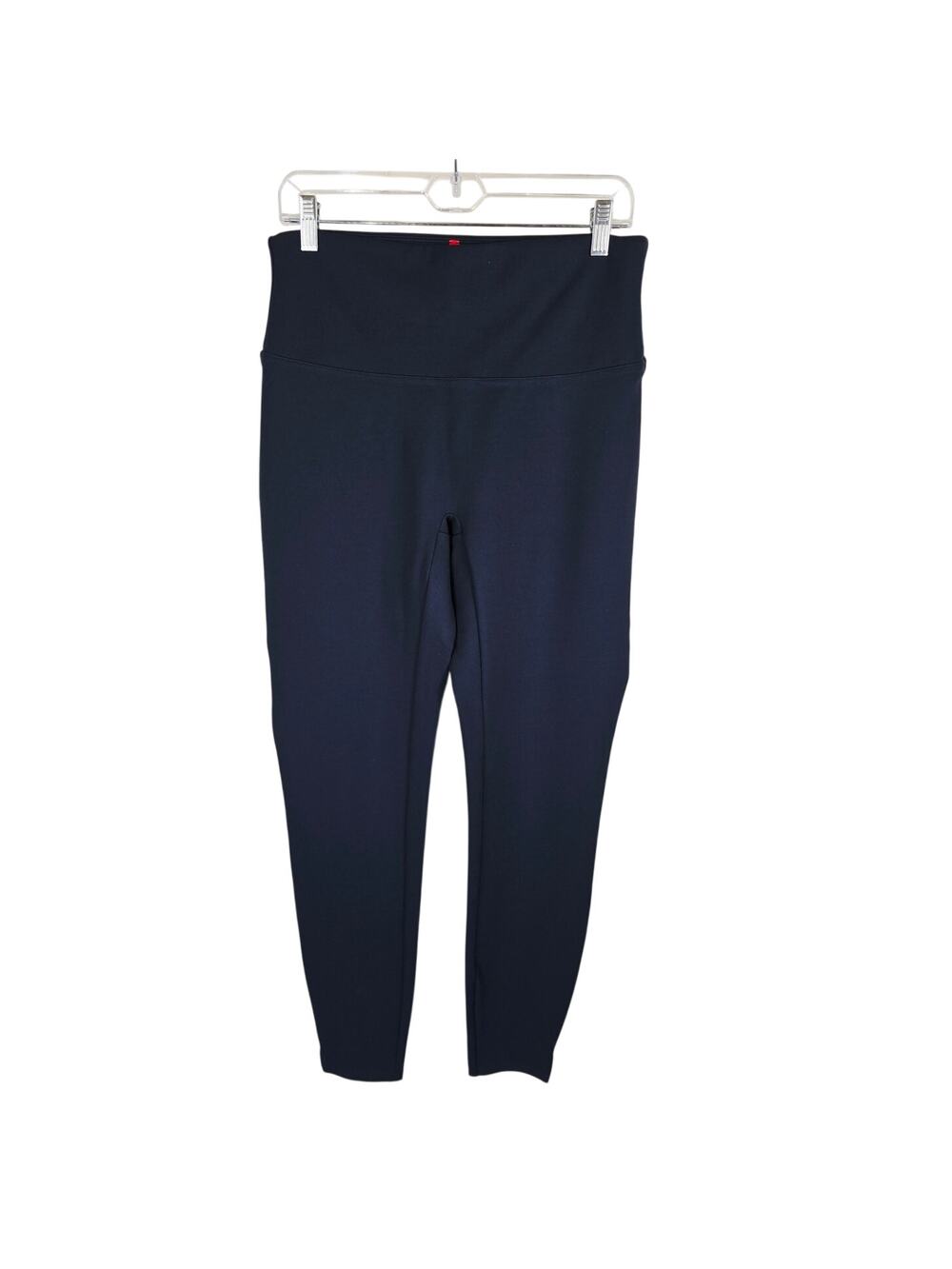 SPANX Ankle Length Ponte Leggings Jeggins Navy Blue Split Hem Women's L Tall